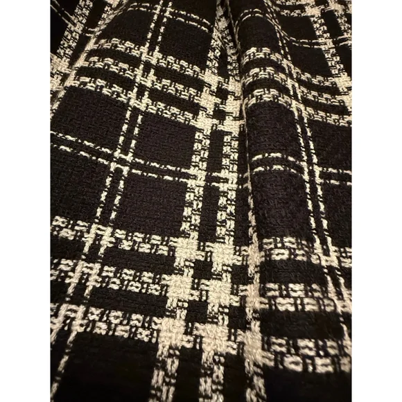 Women's AB Studio Black White Double Breasted Plaid Pea Coat Size 12 - Picture 11 of 14